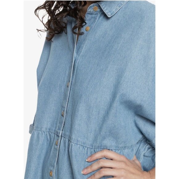 $70 Quiksilver Women’s Sunscape Shirt Dress Blue Size M/L - Picture 3 of 6